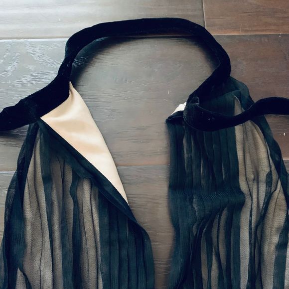 ASOS Petite Black & Cream Sheer Lace Open Back Halter Top Prom Dress | Size: 6/8 - Picture 5 of 11